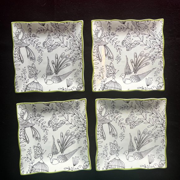 Cynthia Rowley New York Four (4) Decorative Luncheon Plates 8” x 8” - Picture 5 of 5